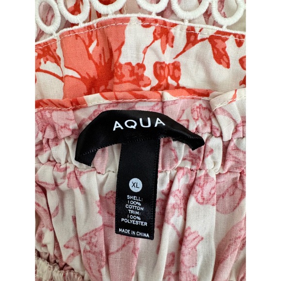 AQUA Floral Print Cami Top Women's‎ XL Sleeveless Ruffle Trimmed Blouse - Picture 6 of 6